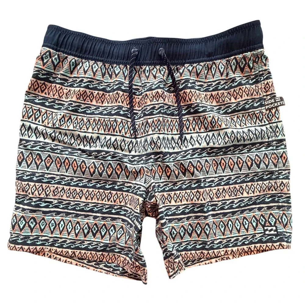 Billabong Recycler Sundays Layback Board Shorts Mens M Tribal Geometric Swim‎